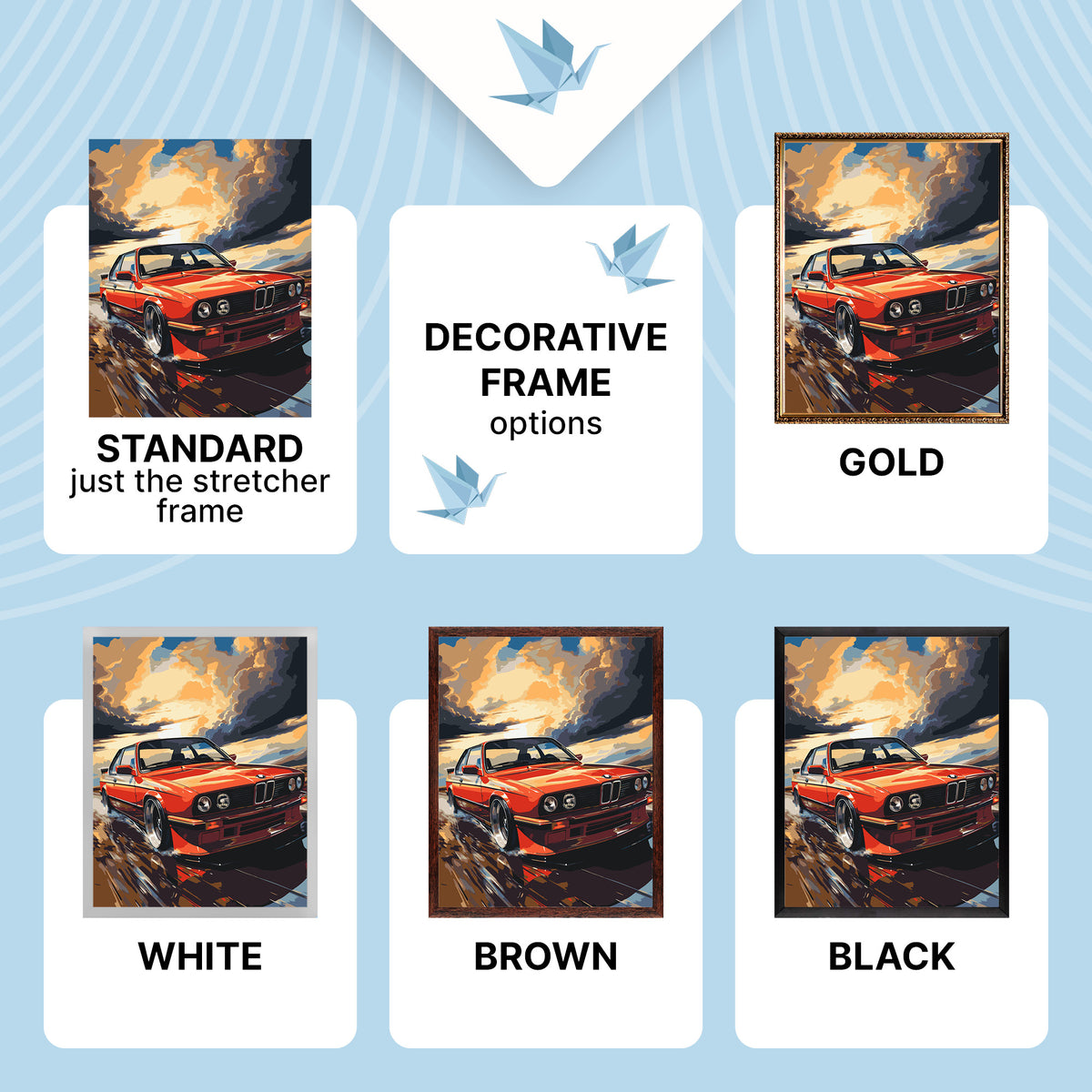 Számfestés kereten 40×50 cm – BMW E34 autó LW 3324