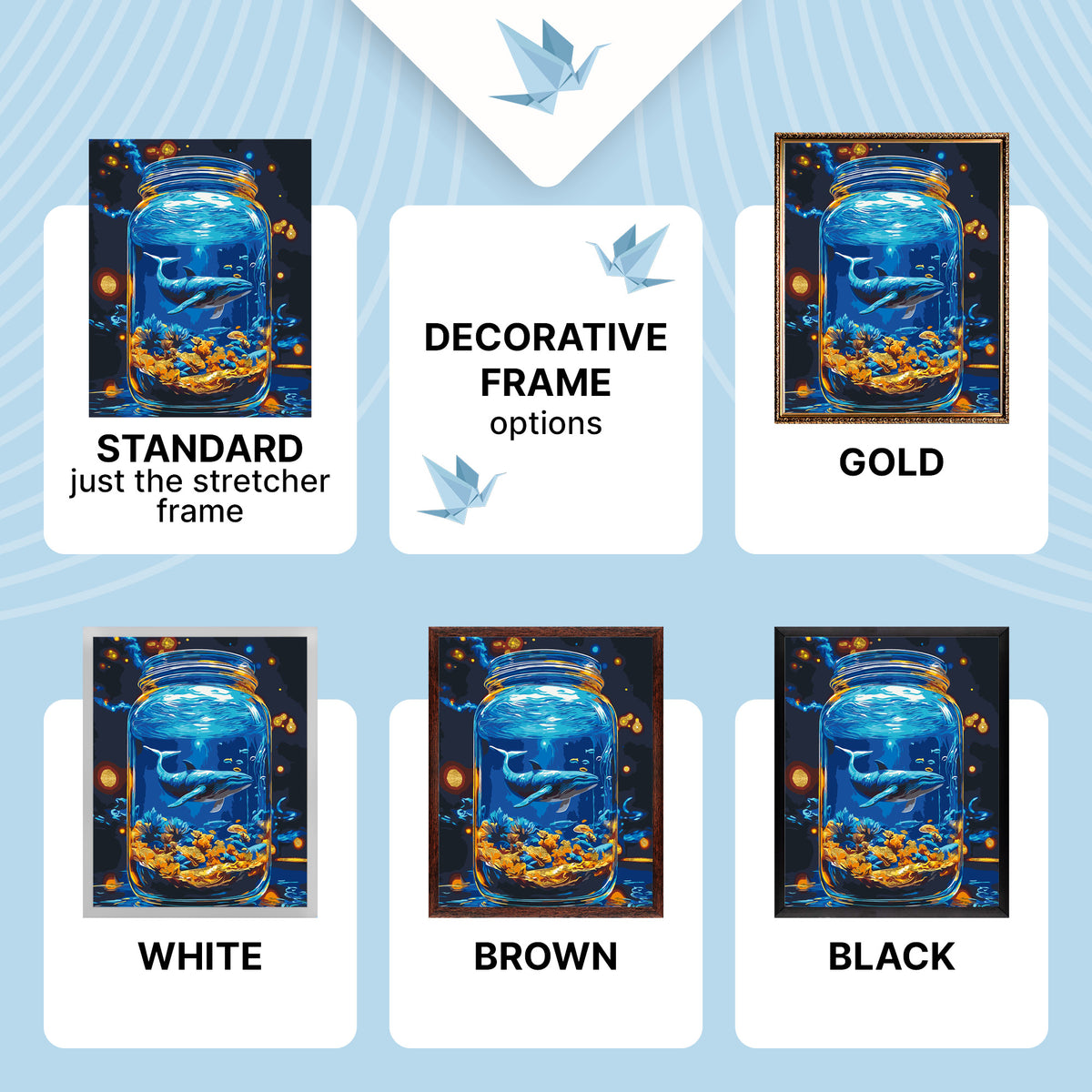 Paint by Numbers on 40*50 cm frame - Underwater World, Whale with Metallic Paints LW 3461