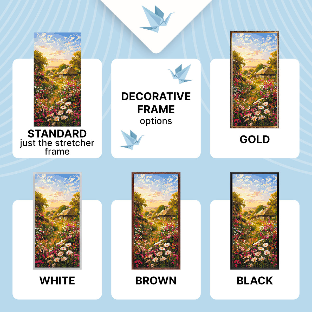 Számfestés kereten 40×80 cm – Út hazafelé – Tájkép/Virágok – LW 5205
