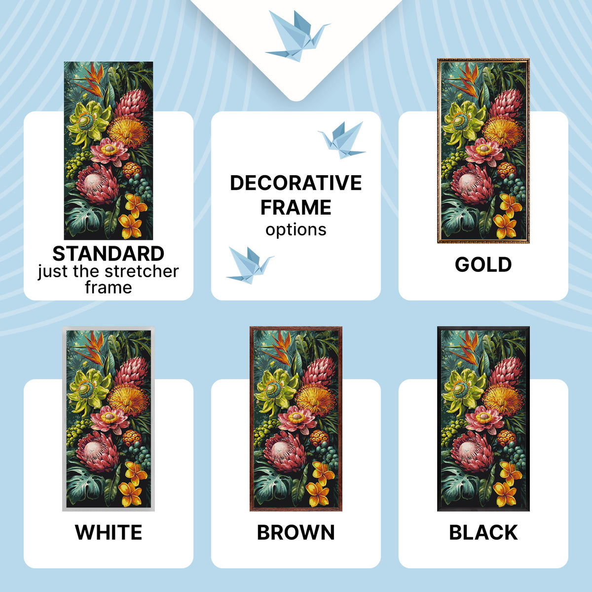 Számfestés kereten 40×80 cm – Trópusi szimfónia – Virágok – LW 5251