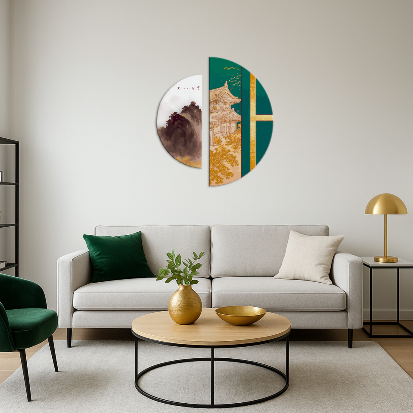 Számfestés kereten 70×70 cm Keleti harmónia fémes színekkel (félkörök) OSR 1003