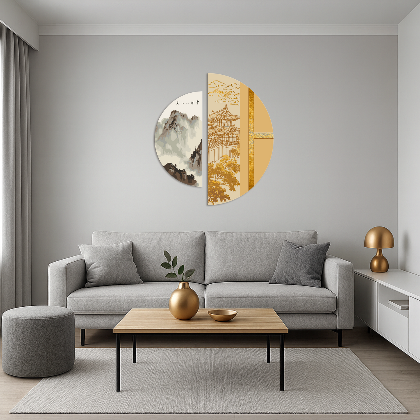 Számfestés kereten 70×70 cm Japán szellem fémes színekkel (félkörök) OSR 1004