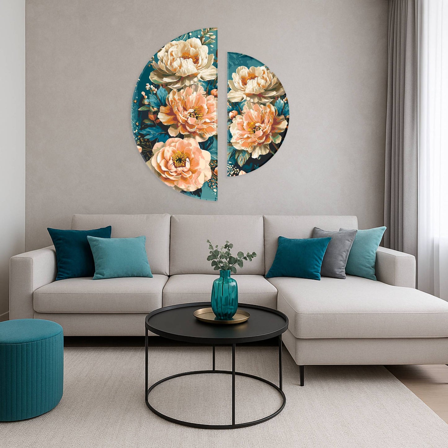 Maľovanie podľa čísel na ráme ⌀50 cm + ⌀70 cm - Broskyňové lupienky - Kvety - OSR 1018