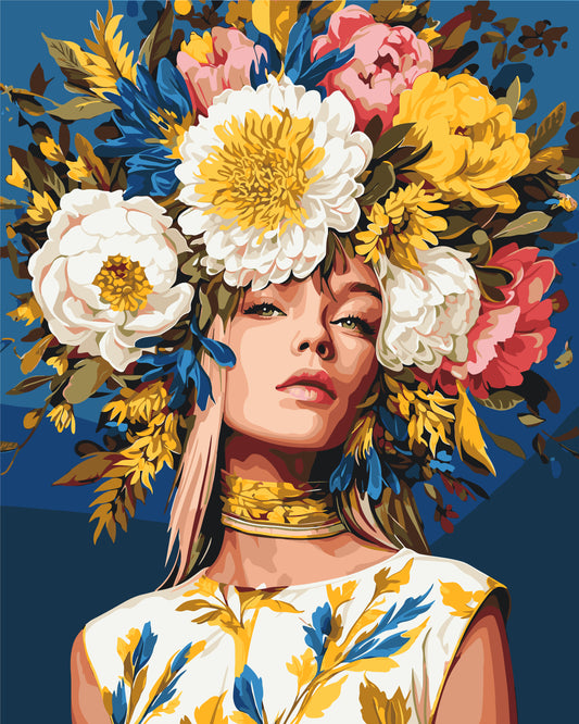 Számfestés kereten 40×50 cm – Emberek. Lány a hortenziák között LW 12710