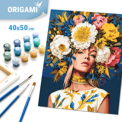 Számfestés kereten 40×50 cm – Emberek. Lány a hortenziák között LW 12710