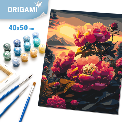 Paint by numbers on a frame 40*50 cm Flowers - Peonies at Sunset LW 2004