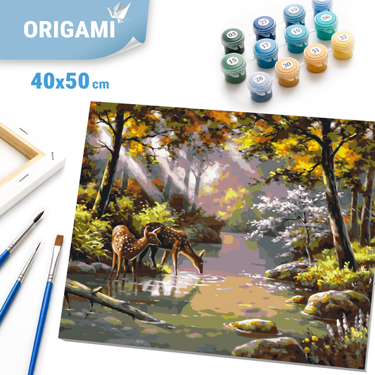 Számfestés kereten 40×50 cm – Őzek az itatónál LW 3008