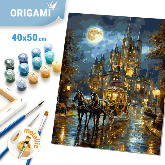 Paint by Numbers on a 40x50 cm frame - Path to the Palace - Landscape with Metallic Paints - LW 3026-01