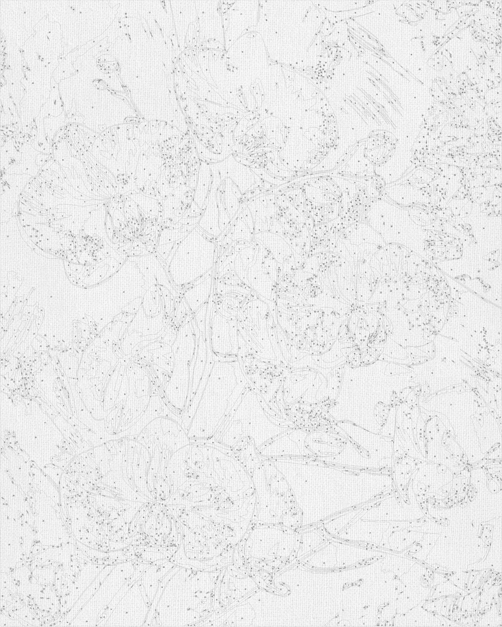 Számfestés kereten 40×50 cm Virágok. Orchidea kék háttér előtt. Fémes színekkel LW 30431