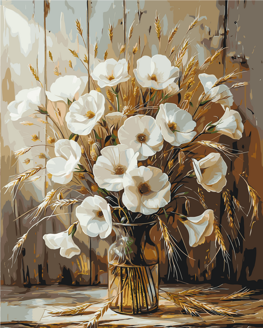 Maľovanie podľa čísel na ráme 40*50 cm Kvety. Kytica makov s metalickými farbami LW 30491