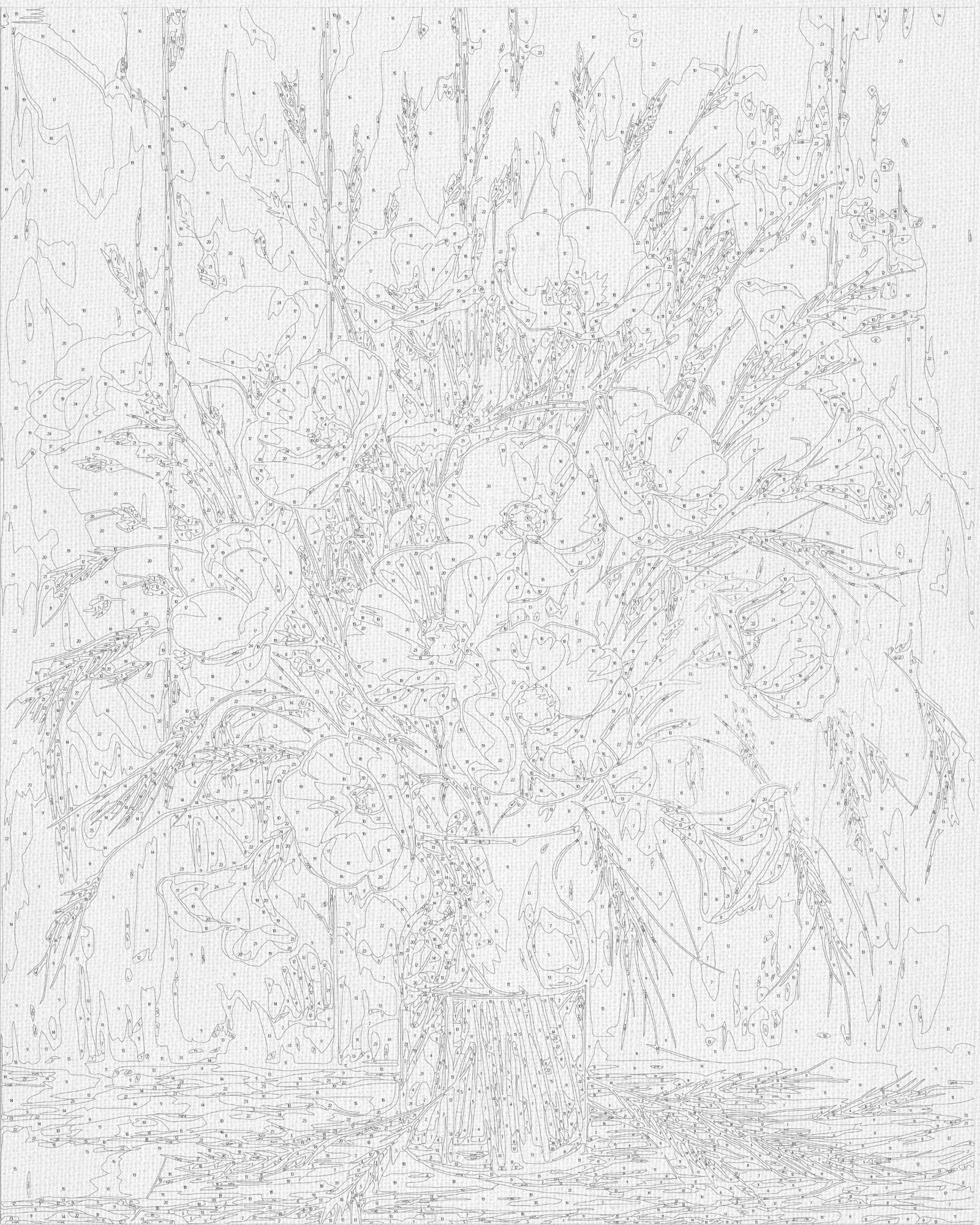 Számfestés kereten 40×50 cm Virágok. Pipacscsokor fémes színekkel LW 30491