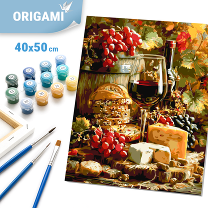 Számfestés kereten 40×50 cm Csendélet – bor, sajt és szőlő LW 3059-01