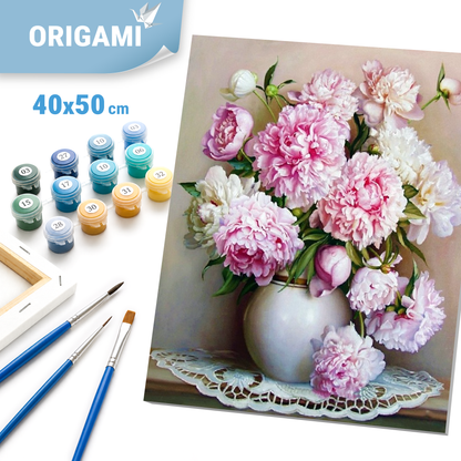 Számfestés kereten 40×50 cm – Bazsarózsák vázában LW 3068