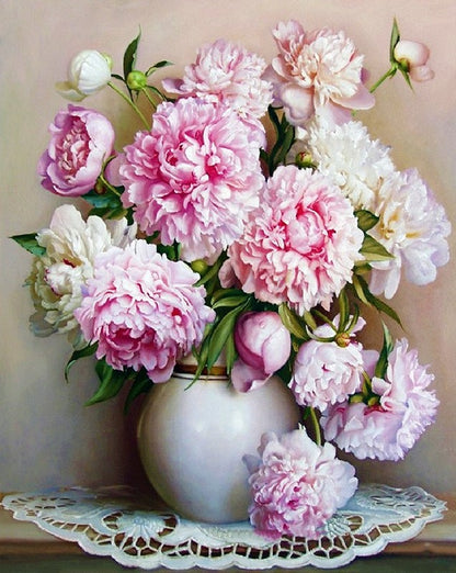 Számfestés kereten 40×50 cm – Bazsarózsák vázában LW 3068