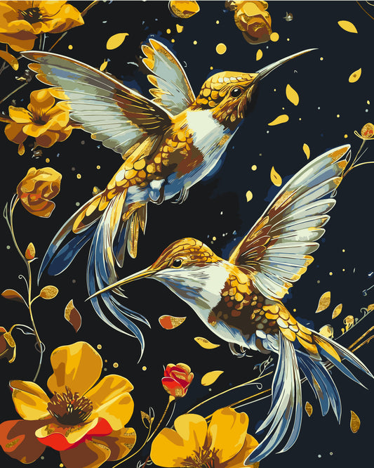 Számfestés kereten 40×50 cm Madarak tánca fémes színekkel LW 30759