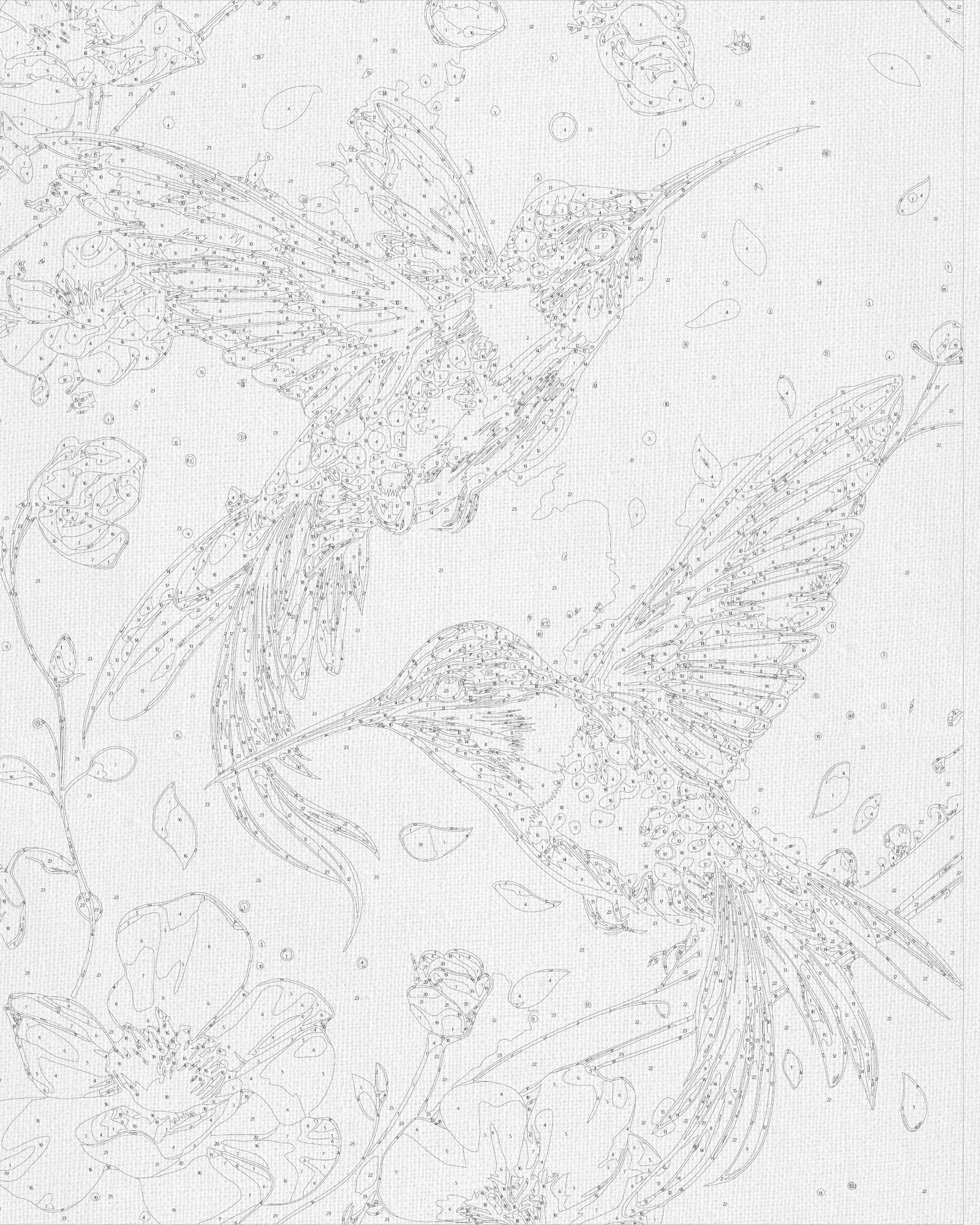 Számfestés kereten 40×50 cm Madarak tánca fémes színekkel LW 30759