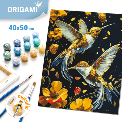 Számfestés kereten 40×50 cm Madarak tánca fémes színekkel LW 30759