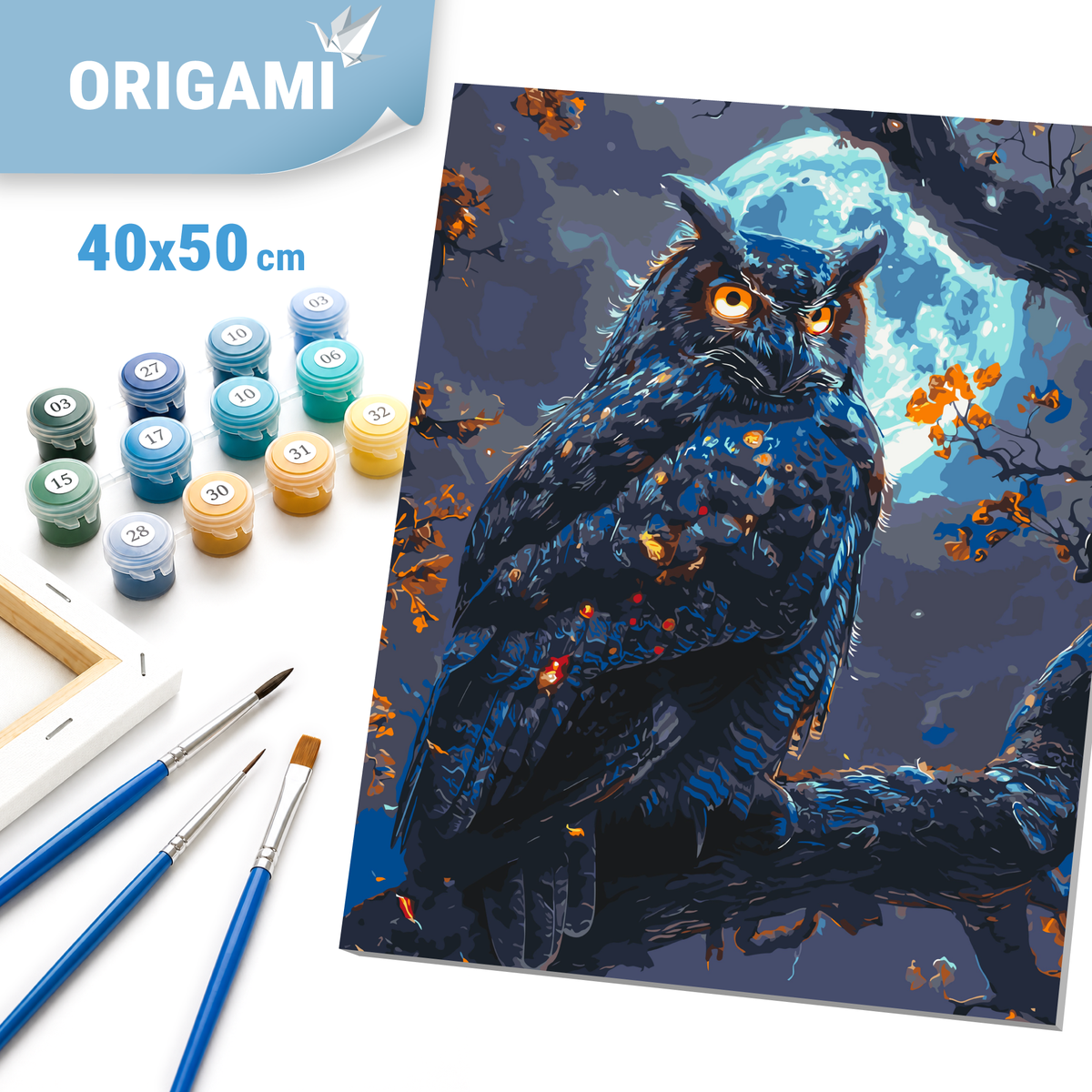 Számfestés kereten 40×50 cm – Bölcs bagoly. Állatok / Tájkép LW 30830