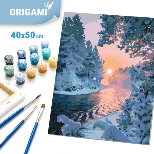 Számfestés kereten 40×50 cm – Téli / Karácsonyi tájkép LW 3096