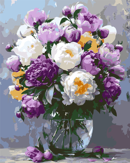 Számfestés kereten 40×50 cm Virágok - Bazsarózsák vázában LW 3167-01