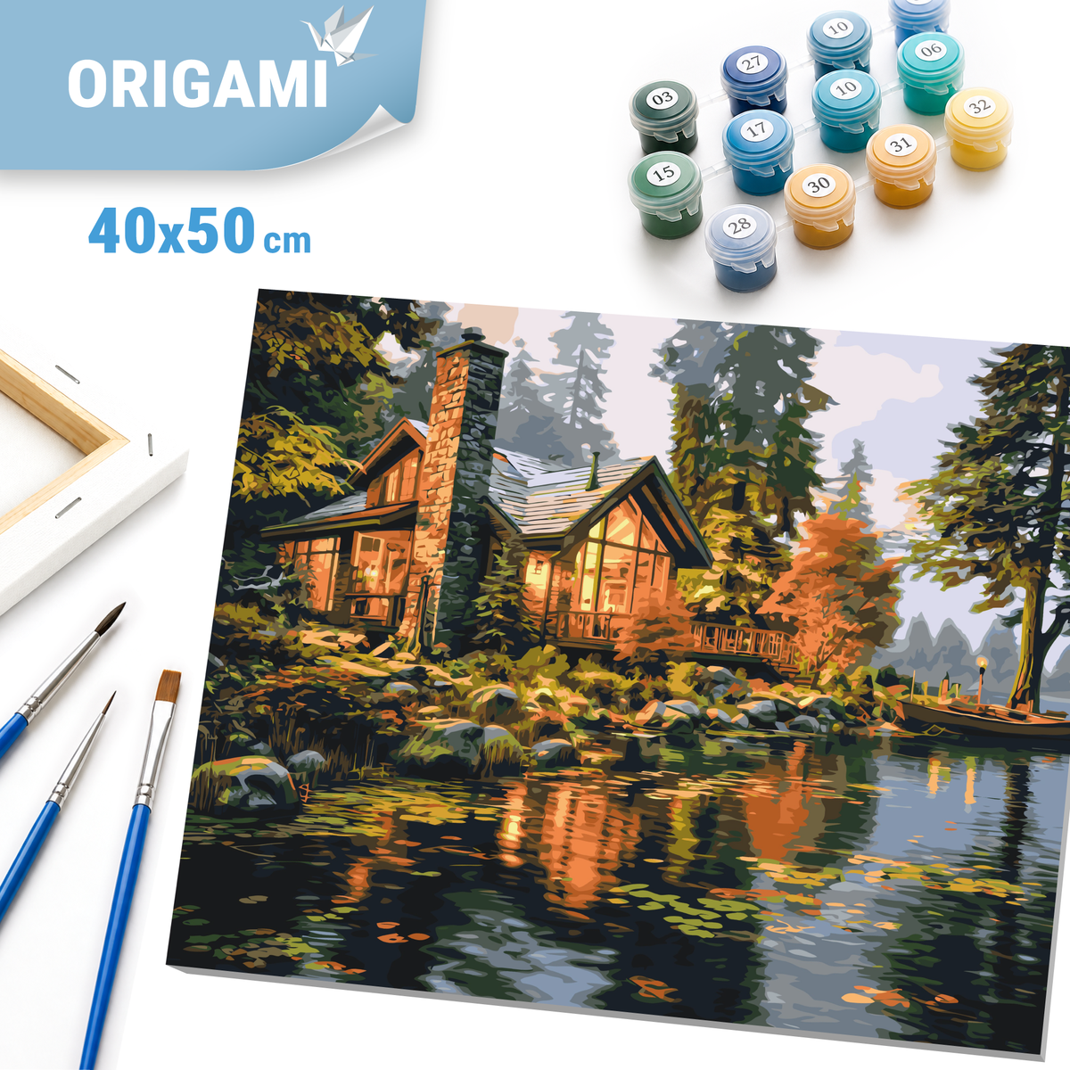 Paint by Numbers on a 40*50 cm frame – Landscape. House by the River LW 31710
