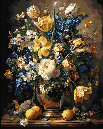 Számfestés kereten 40×50 cm Virágok - Buja csokor vázában LW 3174-01