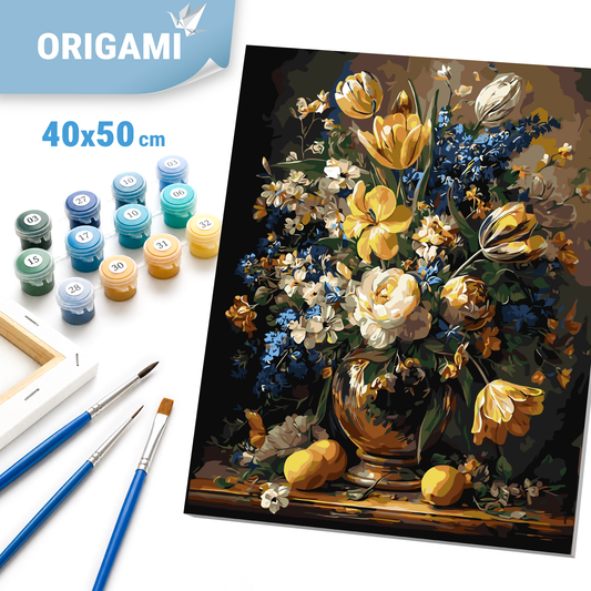 Számfestés kereten 40×50 cm Virágok - Buja csokor vázában LW 3174-01