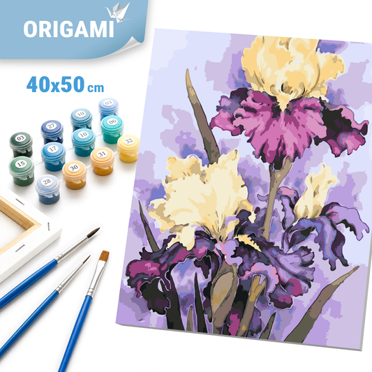 Paint by Numbers on a 40x50 cm frame - Luxurious Irises - Flowers - LW 32040