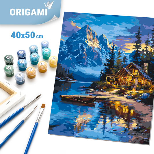 Paint by Numbers on a 40x50 cm frame - House by the Lake - Landscape - LW 3207-01