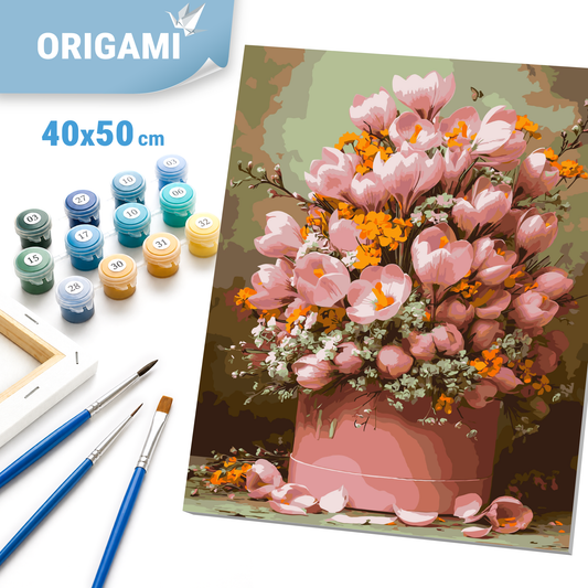 Számfestés kereten 40×50 cm cm – Rózsaszín tulipánok. Virágok LW 3212-01