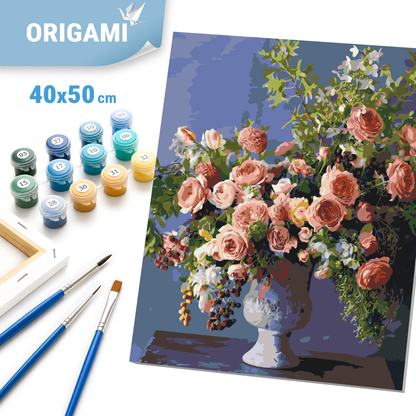 Számfestés kereten 40×50 cm – Bazsarózsacsokor vázában LW 3239
