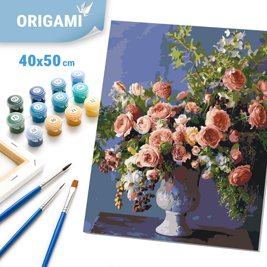 Számfestés kereten 40×50 cm – Bazsarózsacsokor vázában LW 3239