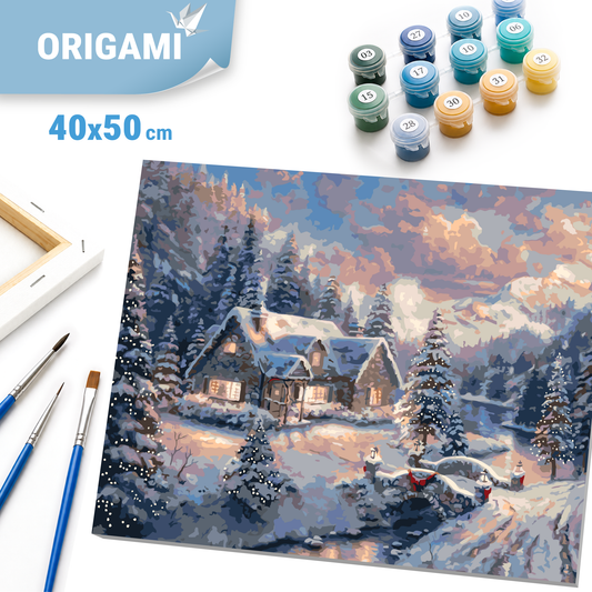 Számfestés kereten 40×50 cm – Téli / Karácsonyi. Újévi tájkép LW 3253