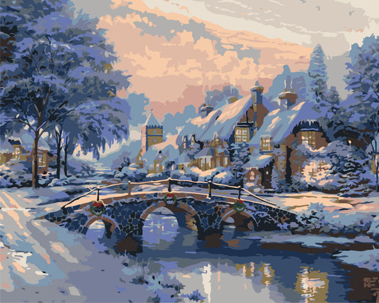 Számfestés kereten 40×50 cm Karácsonyi téli táj LW 3254