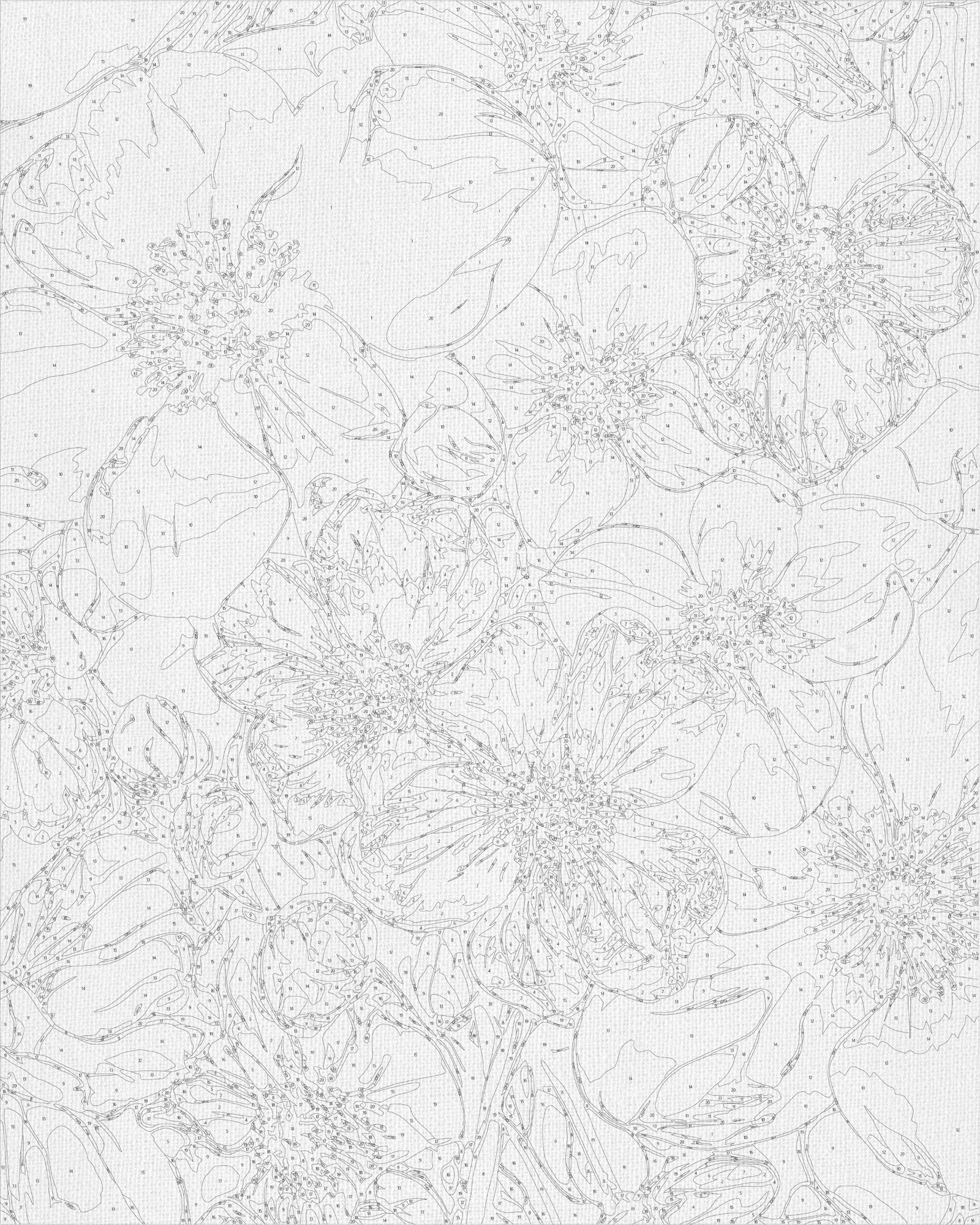 Számfestés kereten 40×50 cm Fehér-kék virágok fémes színekkel LW 3293