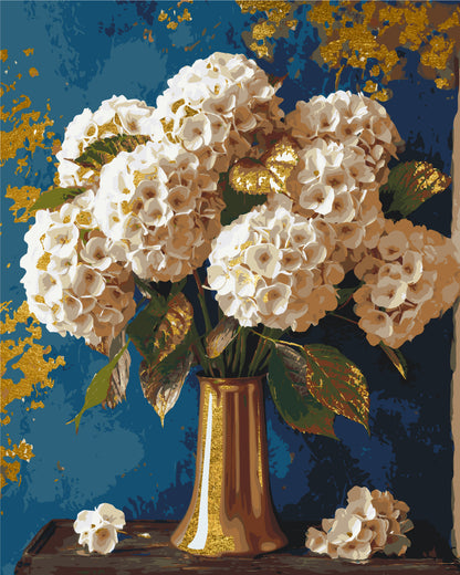 Számfestés kereten 40×50 cm Virágok. Hortenziacsokor fémes színekkel LW 3295