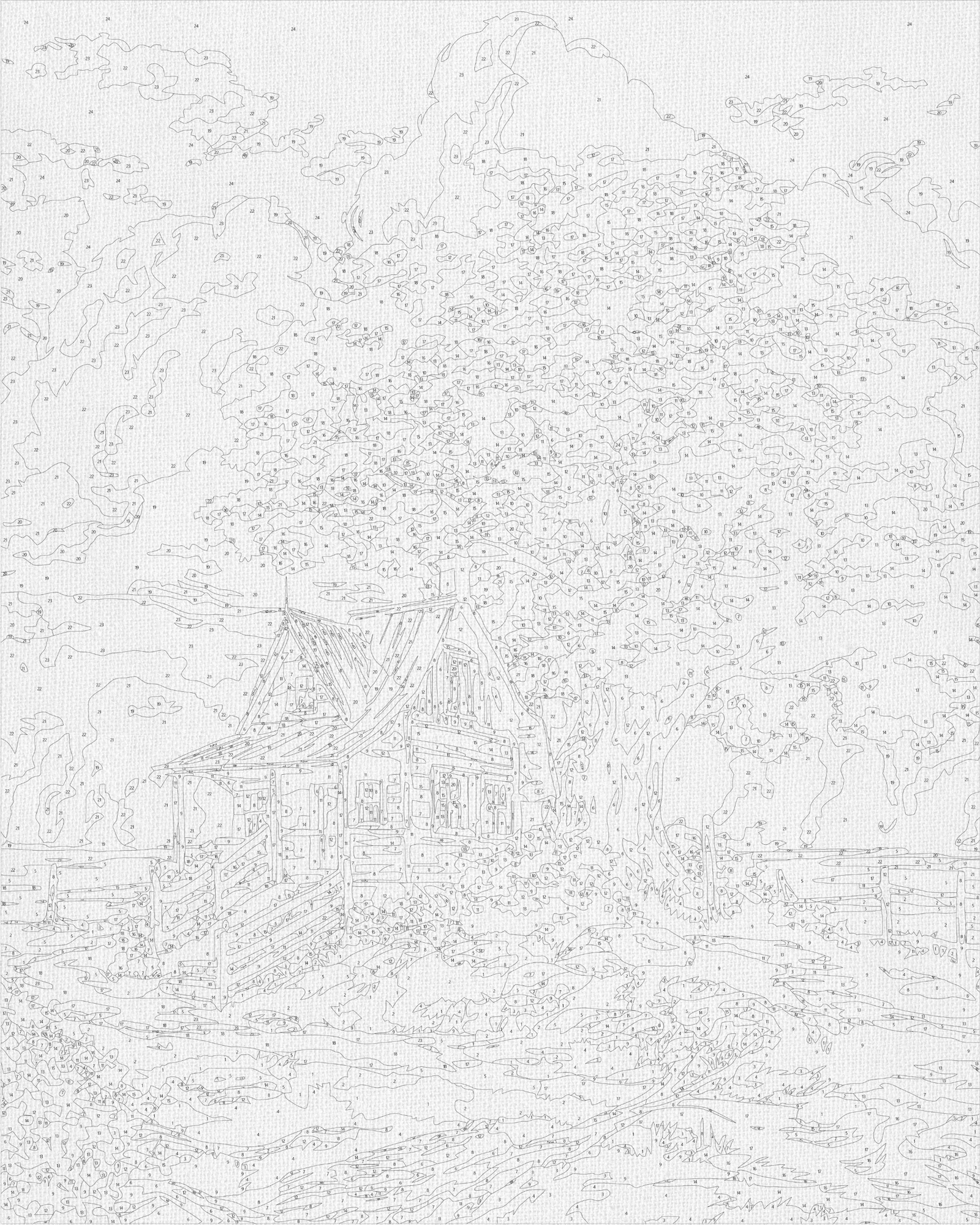 Maľovanie podľa čísel na ráme 40*50 cm - Ružový strom v lese - Krajinka - LW 3296