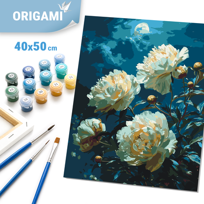 Paint by Numbers on a 40*50 cm frame - Peonies under the Moon LW 3297