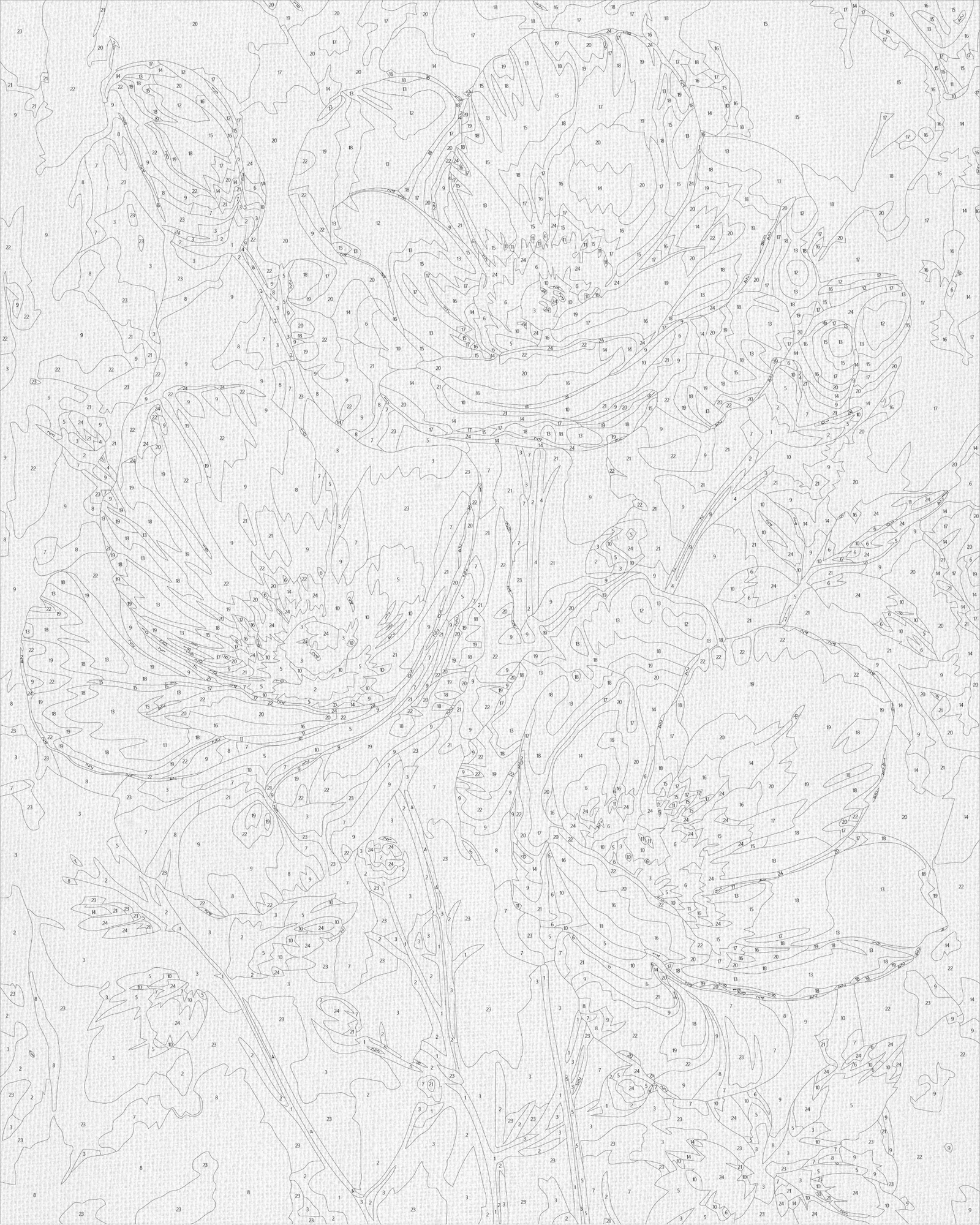 Számfestés kereten 40×50 cm Fehér virágok fémes színekkel LW 3302