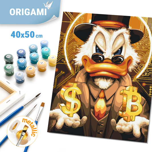 Paint by Numbers on a 40*50 cm Frame Uncle Scrooge with Metallic Paints (gold) LW 3320