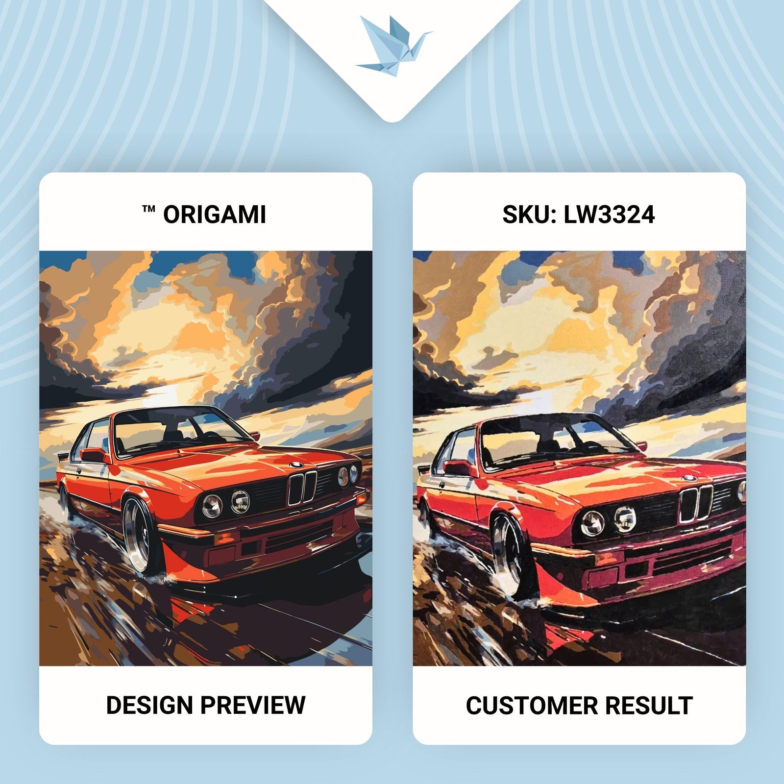 Számfestés kereten 40×50 cm – BMW E34 autó LW 3324