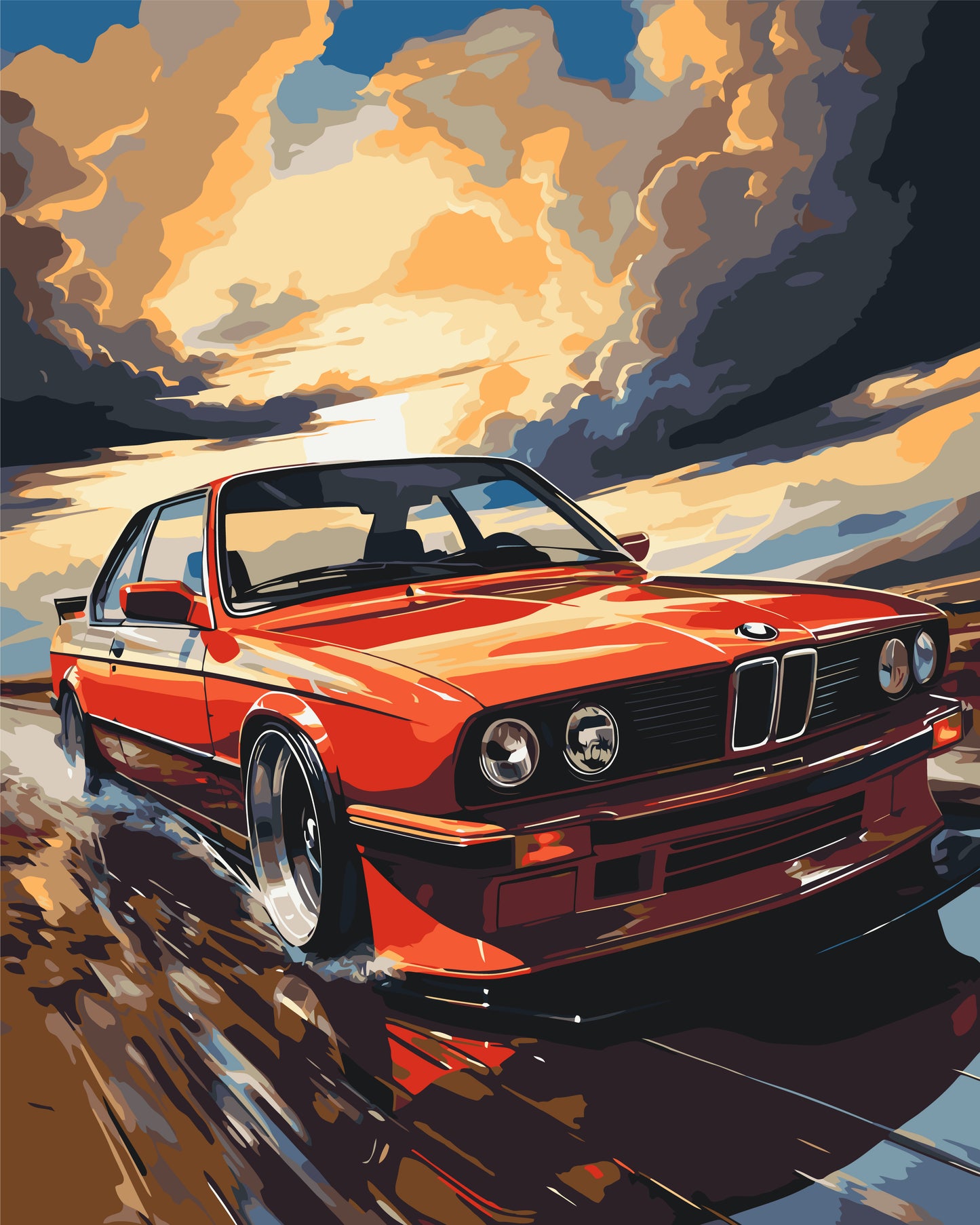 Számfestés kereten 40×50 cm – BMW E34 autó LW 3324