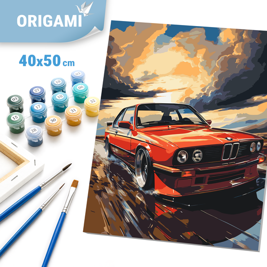 Számfestés kereten 40×50 cm – BMW E34 autó LW 3324