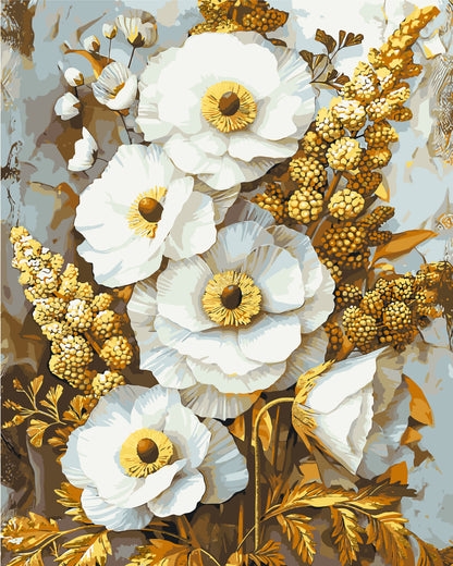 Számfestés kereten 40×50 cm Nemes virágok. Fémes színekkel LW 3336