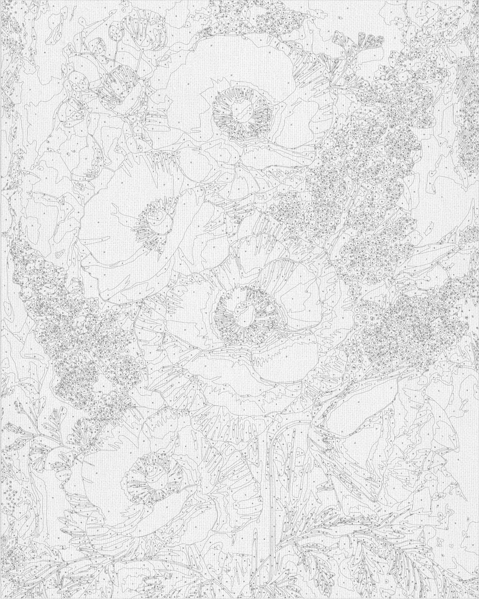 Számfestés kereten 40×50 cm Nemes virágok. Fémes színekkel LW 3336