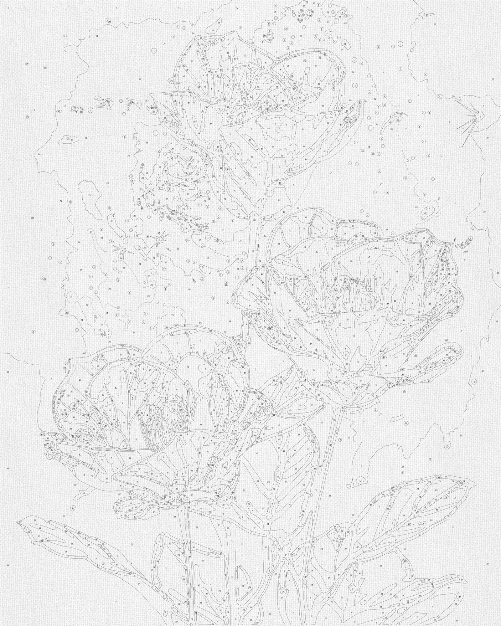 Számfestés kereten 40×50 cm Virágok Kozmikus őszirózsák fémes színekkel LW 3337