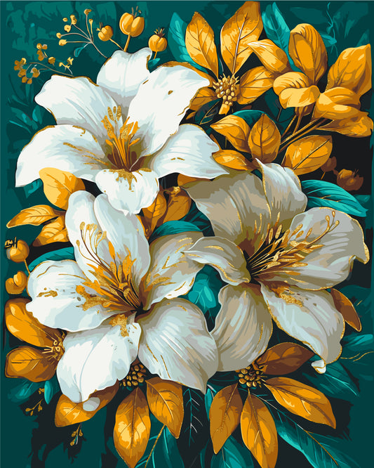 Számfestés kereten 40×50 cm Virágok fémes színekkel LW 3338