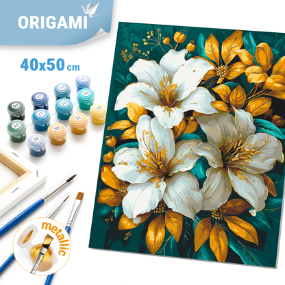 Számfestés kereten 40×50 cm Virágok fémes színekkel LW 3338