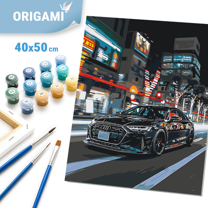 Paint by numbers on a 40*50 cm frame. Cars. Black Audi LW 3402