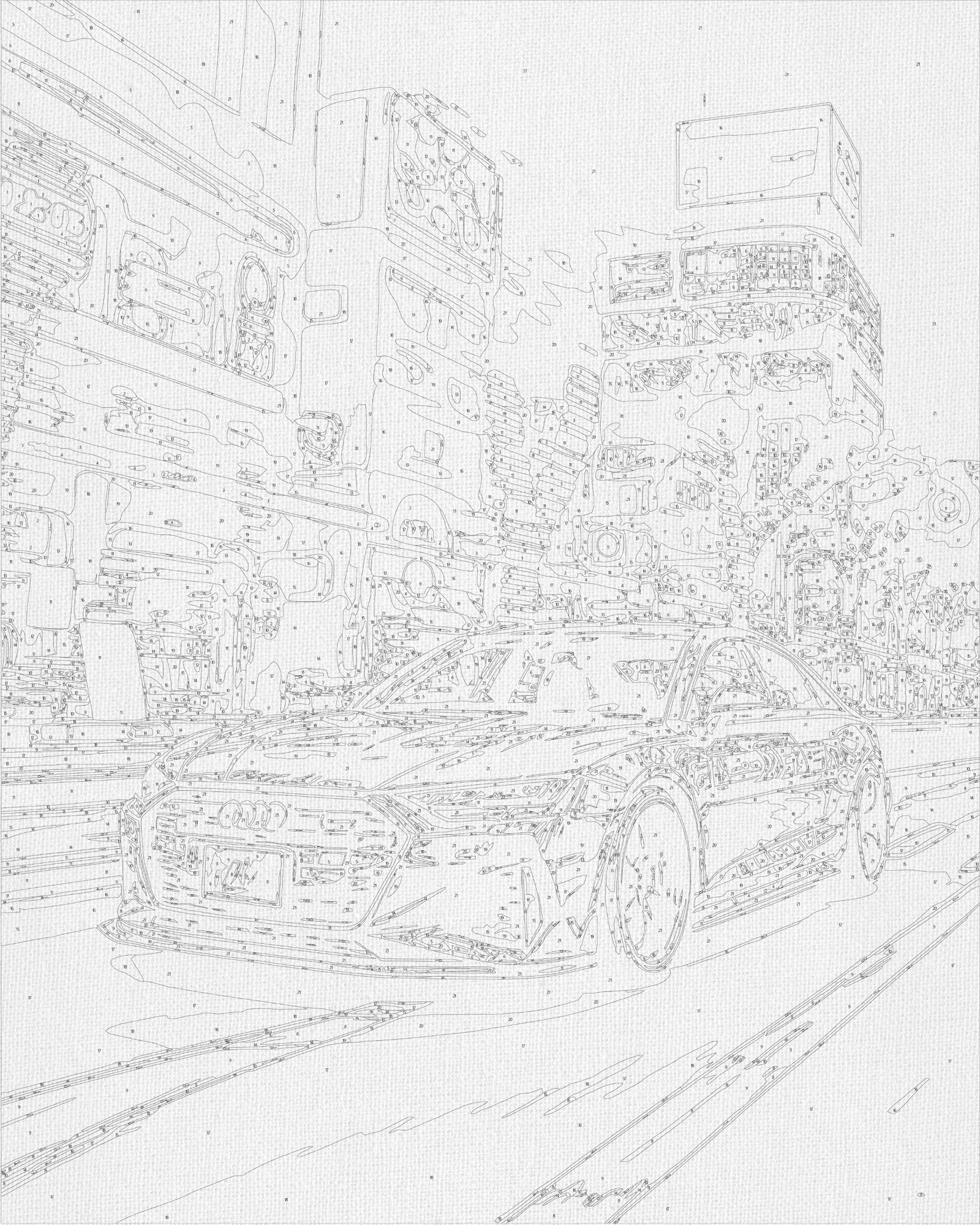 Számfestés kereten 40×50 cm Autók. Fekete Audi LW 3402